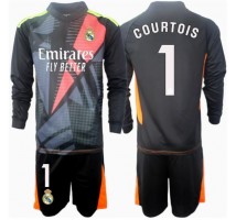 Real Madrid Thibaut Courtois #1 Bramkarskie Koszulka Wyjazdowa dzieci 2024-25 Długi Rękaw (+ krótkie spodenki)
